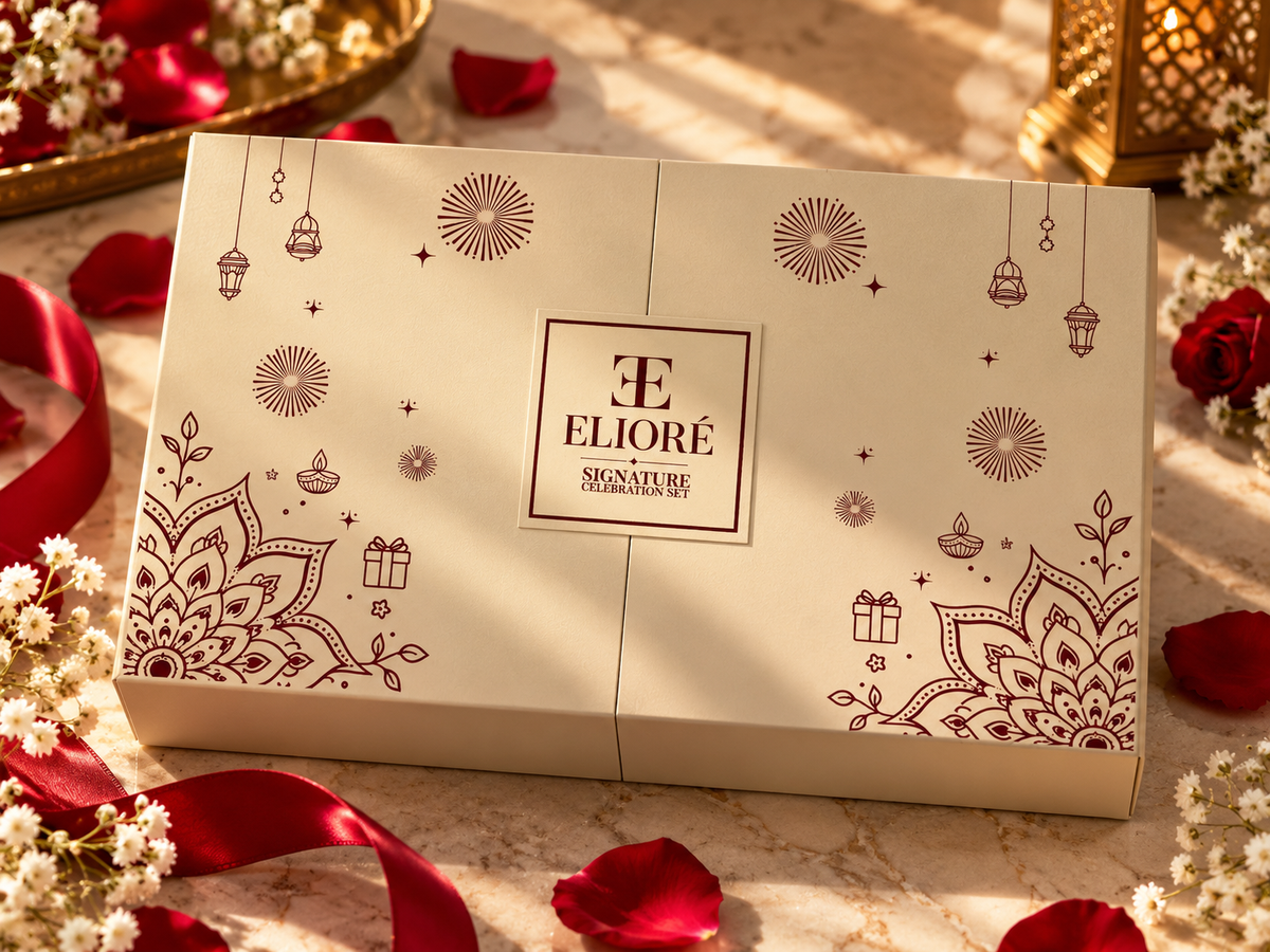 ELIORÉ Signature Celebration Gift Box | Premium Attars & Pure Rose Water | Luxury Diwali Gift Set